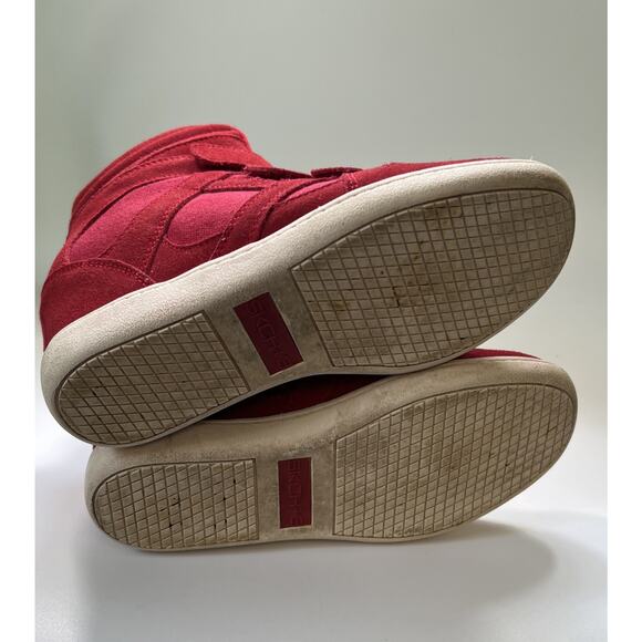 Vintage SKCH+3 Womens Isabel Marant Style Wedge High Top Sneakers Sz 6 Red - Picture 7 of 9